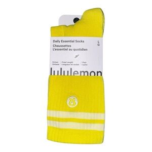 Lululemon Unisex Daily Essential Crew Socks Daisy Glow Yellow Multiple Sizes NWT